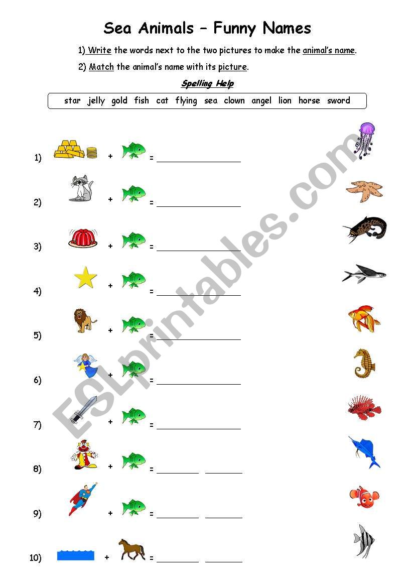 Funny Fish Names [2] worksheet